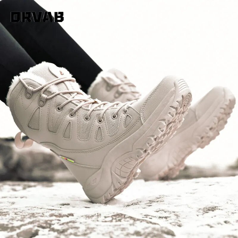 Leather Combat Boots for Men and Women Military Boots Winter Outdoor Snow Boots