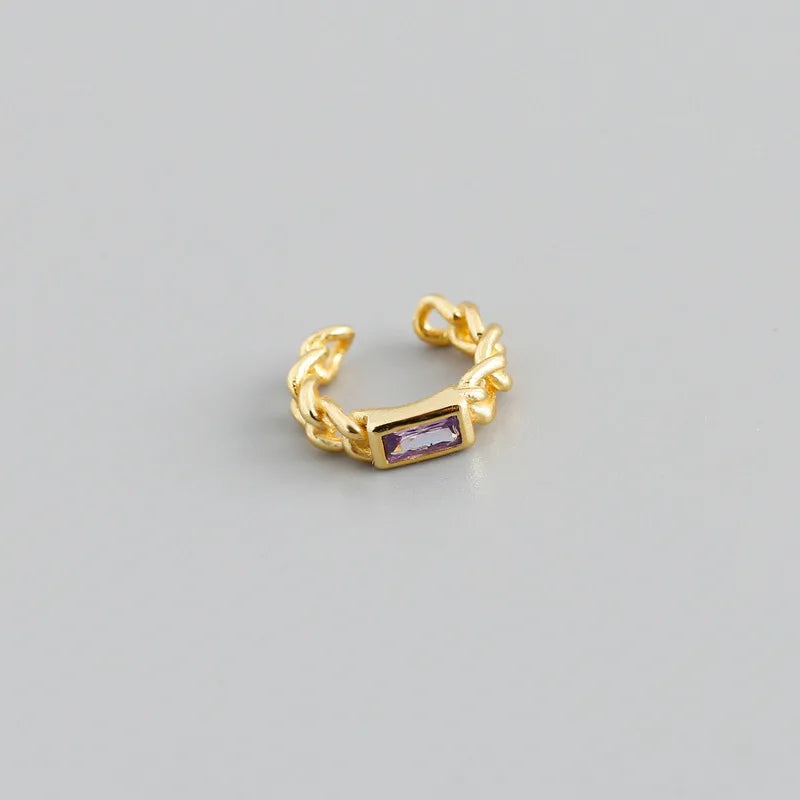 WANTME 925 Sterling Silver Colorful Square Shiny Zircon Beads Piercing Stud Earrings for Women Fashion Gothic Exquisite Jewelry