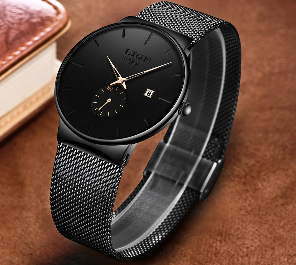 LIGE Ultra Thin Fashion Casual Ladies Watches Elegant Luxury Waterproof Business Quartz Watch for Women Gift Auto Calendar Clock