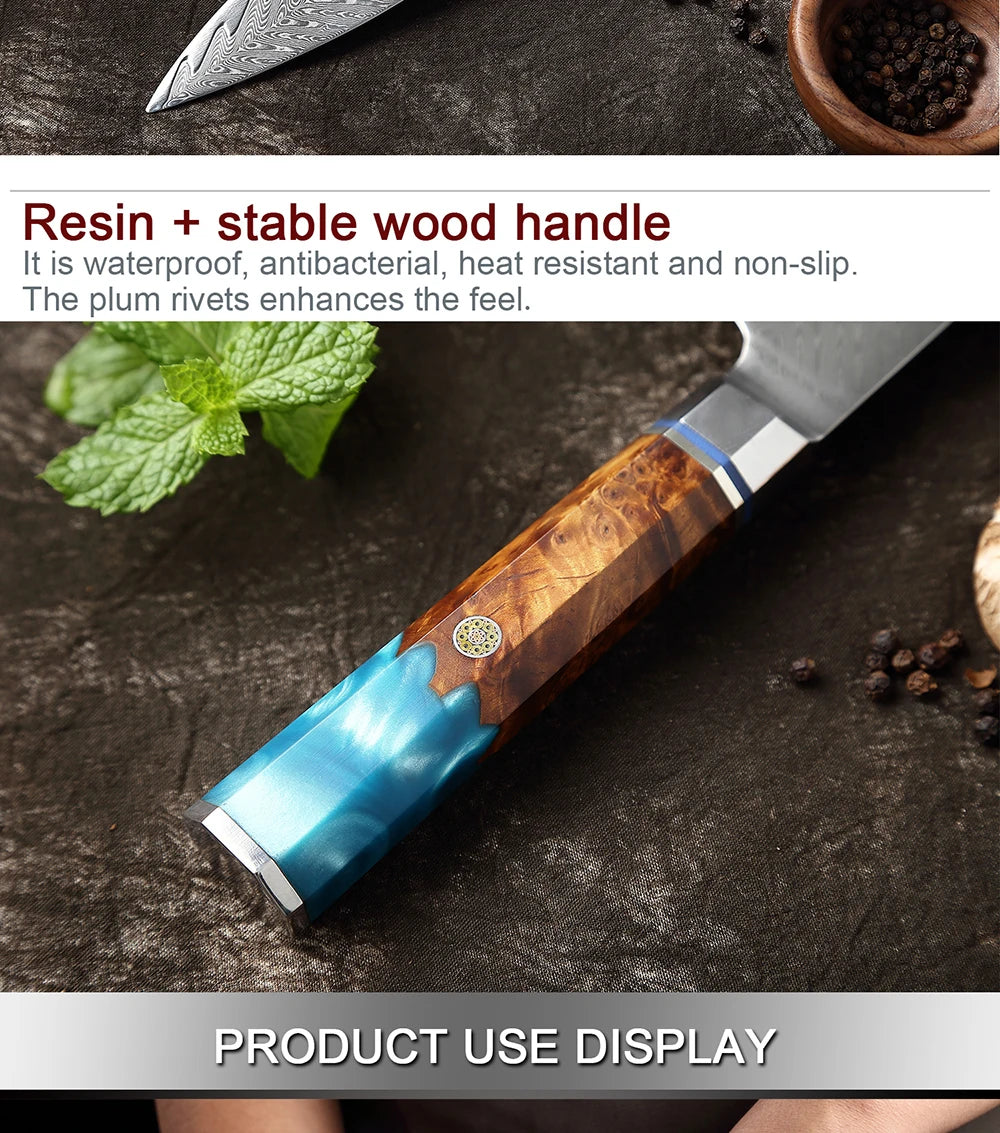 Damascus Knife Set 1-9 PCS Japanese Kitchen Knife Set VG10 Steel Core