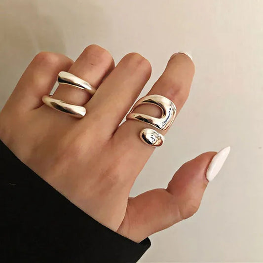 925 Sterling Silver Smooth Rings For Women hollow out chain Jewelry Beautiful