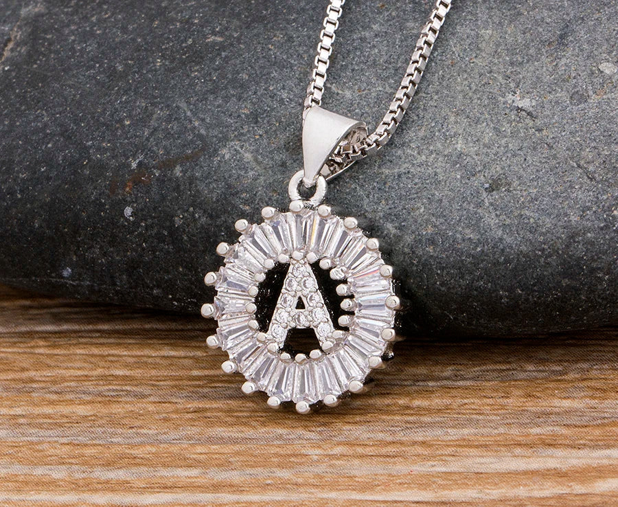 NIdin Hot Sale 2 Colors Initial Letter Pendant 26 Letters Charm Name Necklace Top Quality Copper Zircon Jewelry Birthday Gift