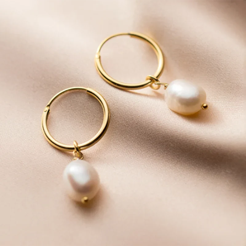 WANTME Genuine 925 Sterling Silver Natural Freshwater Baroque  Pearl Unusual Earrings for Women Chic Charming Goth Jewelry 2021