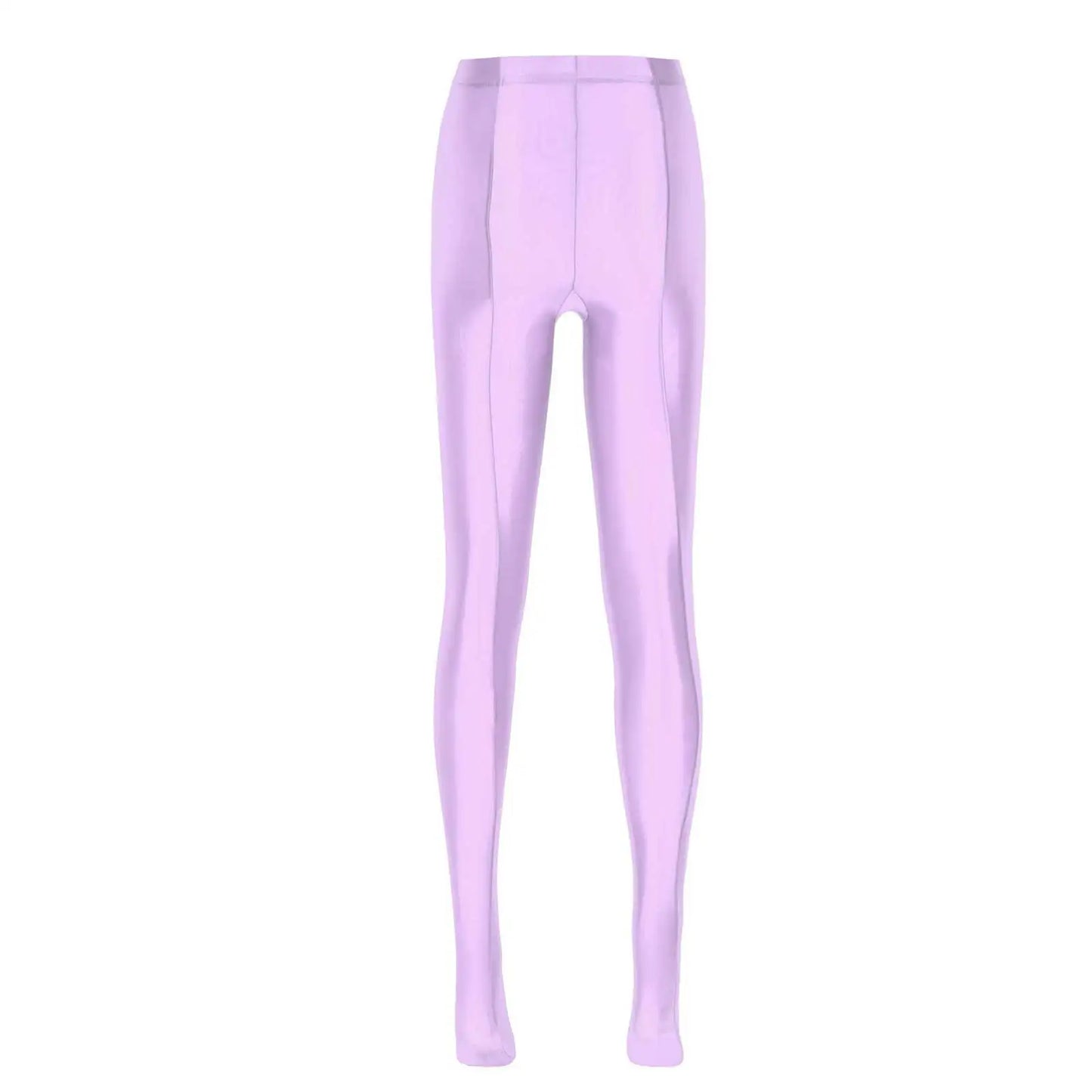 Women Glossy Solid Color Pantyhose High Waist Tights Stockings Footed Leggings