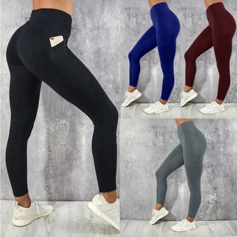 High Waist Push Up Leggins Fitness Tights Pocket Workout Leggings Women