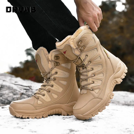 Leather Combat Boots for Men and Women Military Boots Winter Outdoor Snow Boots