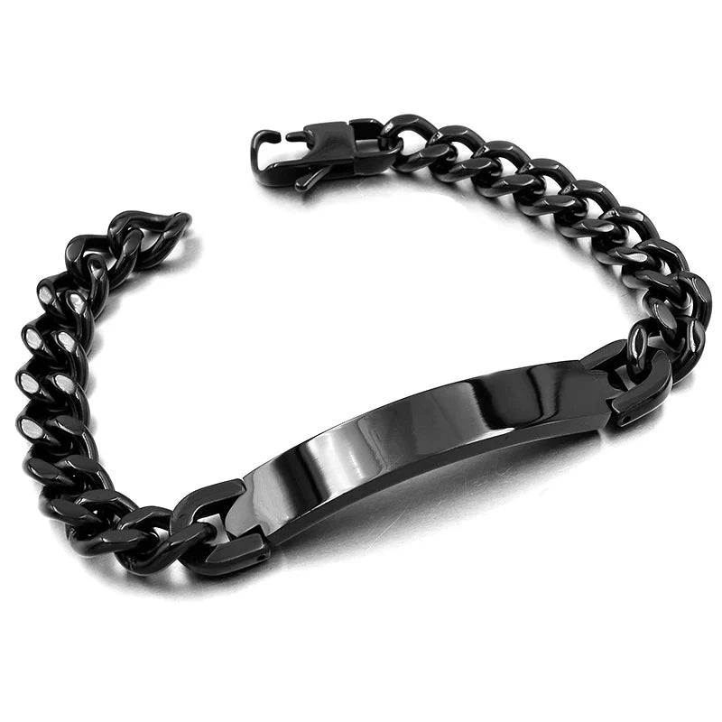 Gokadima Stainless Steel ID Bracelet For Men Jewelry masculina pulseira, Black / Rose Gold color Rock Punk Party Gift