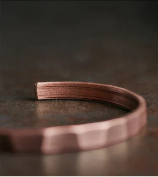 Pure Copper Handmade Bracelet Men Women Rustic Oxidized Cuff Bangle Punk Style Carved Metal Jewelry Gift for Him Her