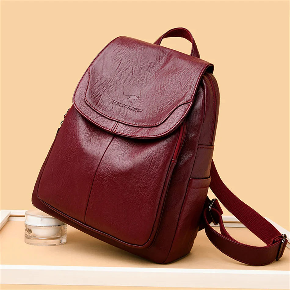 Genuine Women Leather Backpack Fashion Female Shoulder Bag Sac a Dos Ladies Bagpack Mochilas School Bags For Teenage Girls 2024