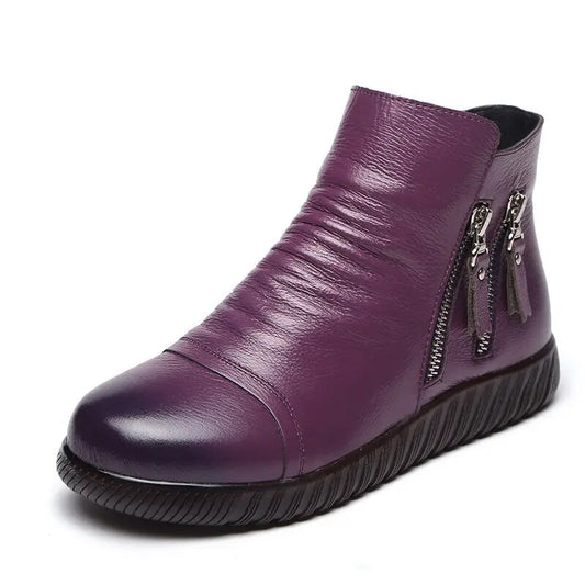 GKTINOO genuine leather boots women plush snow boots mom shoes