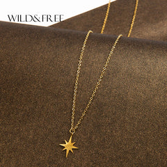 316 L Stainless Steel Necklace For Women Gold Plated Star Pendant Clavicle Necklaces