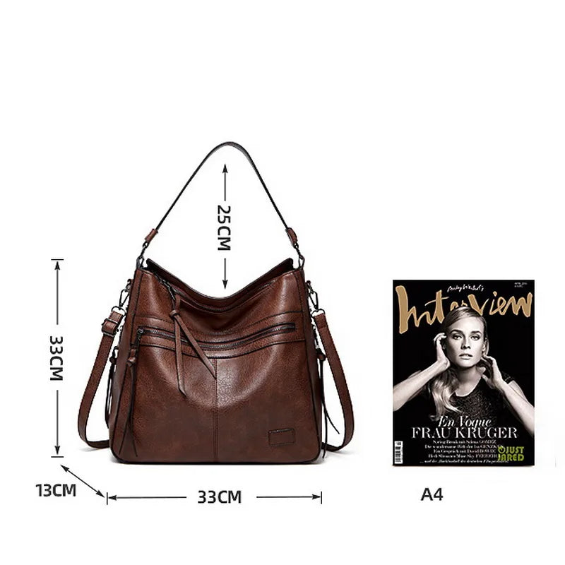 Winter Vintage PU Leather Handbag tassel Women Bag Hand Bag  Fashion