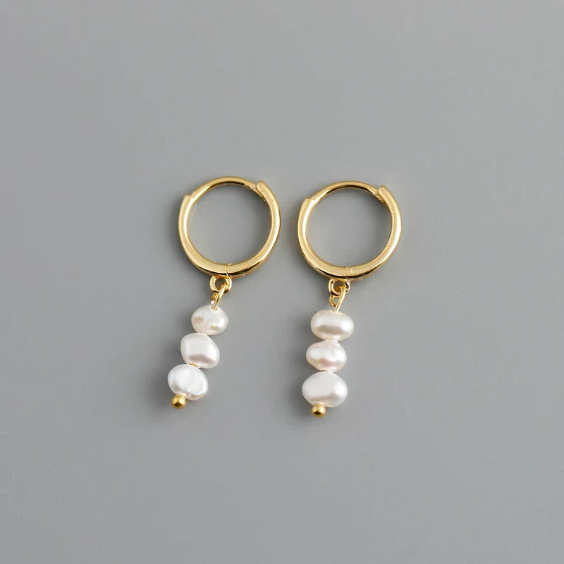 WANTME Real 925 Sterling Silver Natural Freshwater Baroque Pearl Stud Earrings for Women Bohemian Charming Jewelry Trend 2021