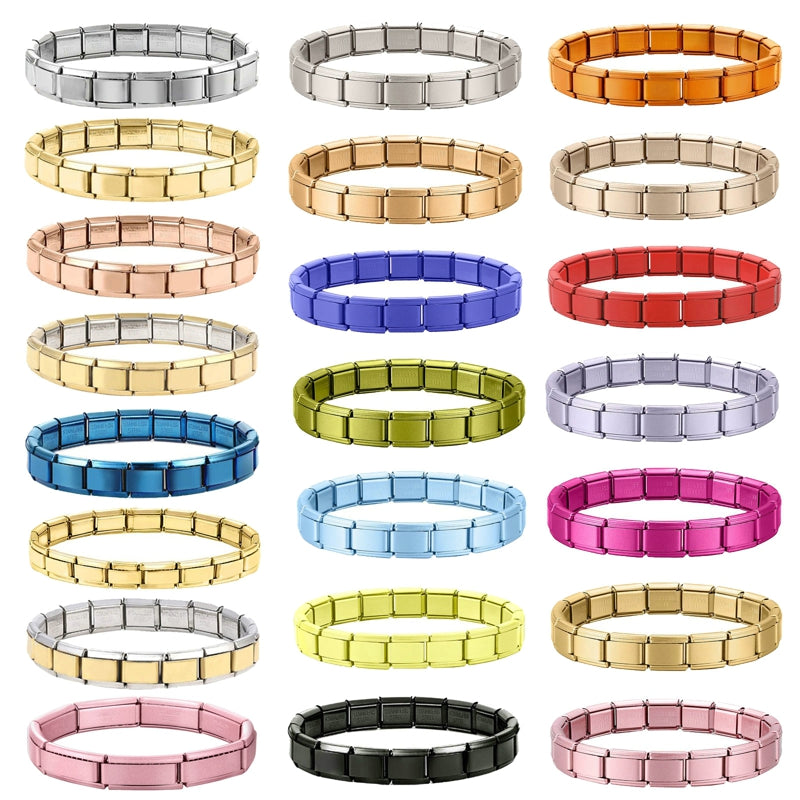 New Women's Men's Jewelry DIY 9MM Width Italian Elastic Charm Bracelet Solid Color Stainless Steel Fashion Bangle