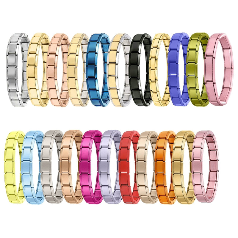 New Women's Men's Jewelry DIY 9MM Width Italian Elastic Charm Bracelet Solid Color Stainless Steel Fashion Bangle