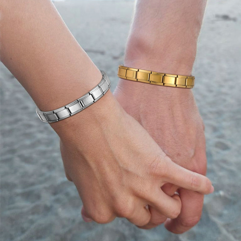 New Women's Men's Jewelry DIY 9MM Width Italian Elastic Charm Bracelet Solid Color Stainless Steel Fashion Bangle