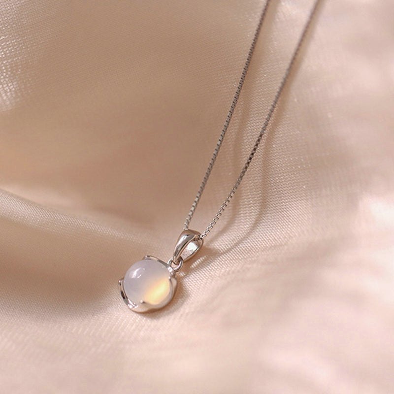 Fairy Elegant Pink Round Crystal Pendant Necklace Simple Design Korean Fashion Girls Women Star Clavicle Chain Jewelry Gifts