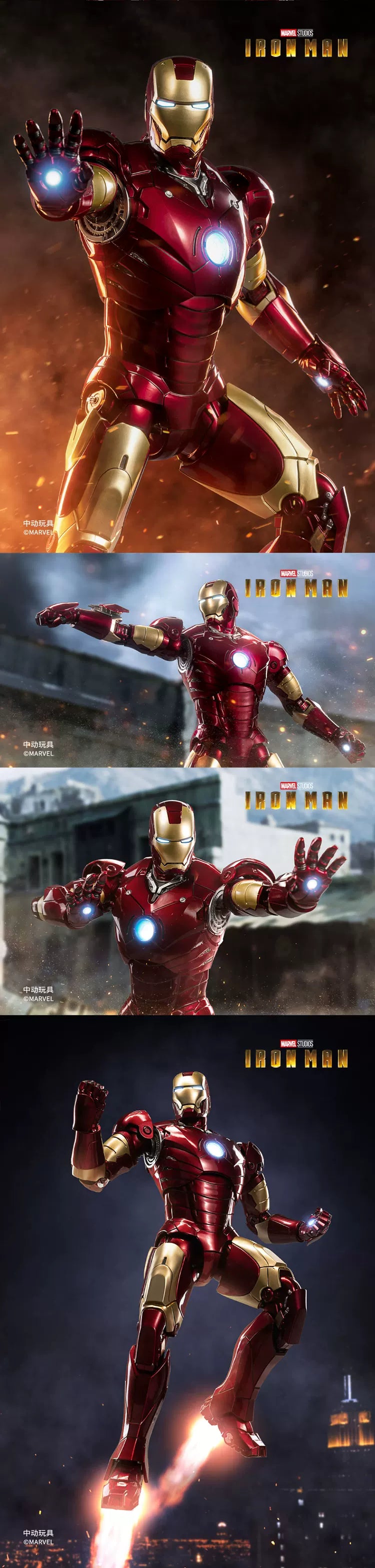 ZDTDS Original 1/5 36CM Iron Man MK50 MK3 LED lighting 10th Anniversary Memorial Collect Tony Stark Model Action Figure Gift