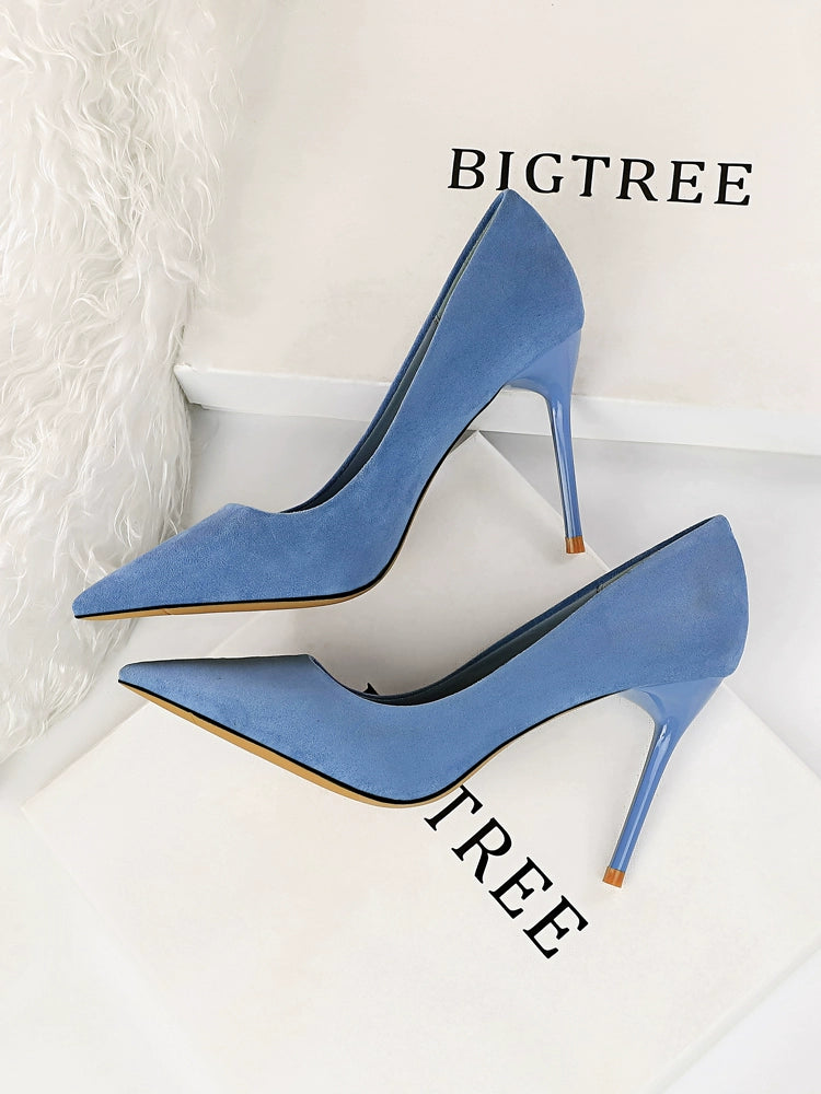 Internet Celebrity Maiden Sexy Pointed Toe Suede Large-Size High Heels