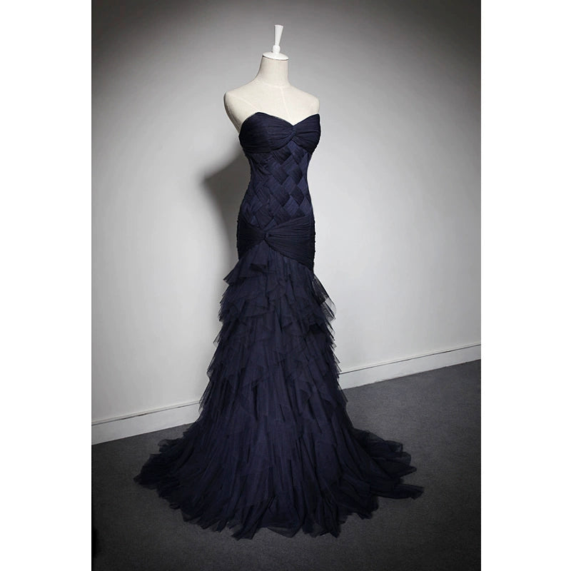 Homecoming Dresses: Slim-Fit Lace up Long Fishtail Evening Dress Prom Dresses