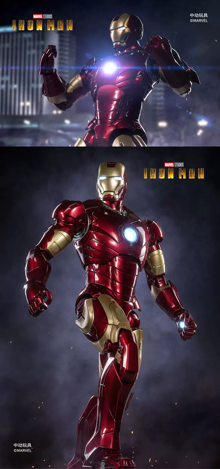 ZDTDS Original 1/5 36CM Iron Man MK50 MK3 LED lighting 10th Anniversary Memorial Collect Tony Stark Model Action Figure Gift