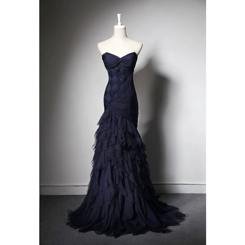 Homecoming Dresses: Slim-Fit Lace up Long Fishtail Evening Dress Prom Dresses