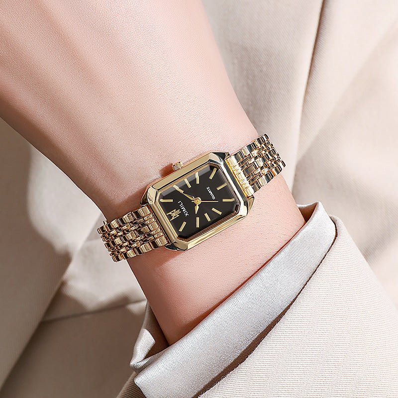 Fashion Rectangle Women Watches Ladies Stainless Steel Strap Quartz Wristwatches Reloj Mujer（Without Box）