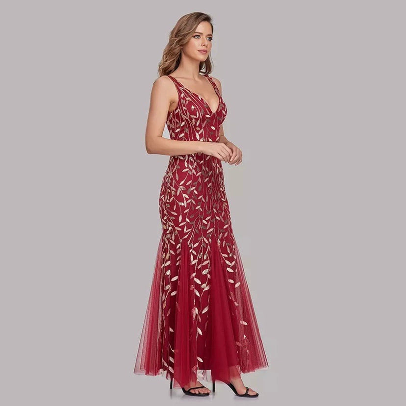Homecoming Dresses: Sleeveless Sequins Mermaid Party Prom Gowns Women Formal