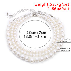 Bohemian Style Imitation Pearl Multi-layered Women's Necklace Exaggerated Fashion