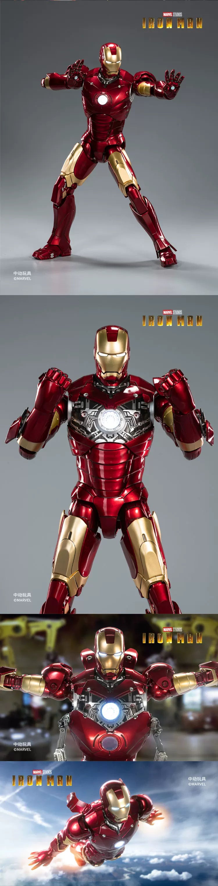 ZDTDS Original 1/5 36CM Iron Man MK50 MK3 LED lighting 10th Anniversary Memorial Collect Tony Stark Model Action Figure Gift