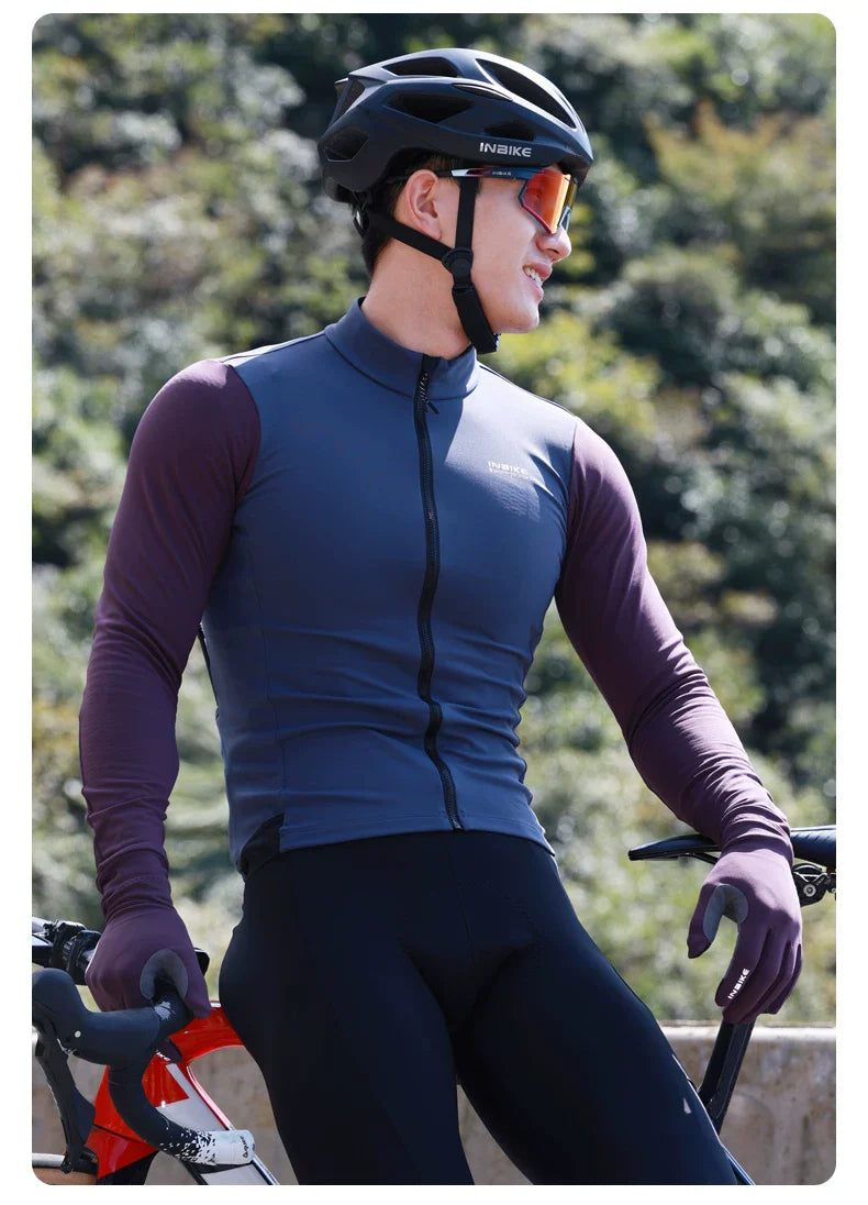 INBIKE Fleece Men's Cycling Jersey  Winter Cycling Sets Warm Long-sleeved Suit Soad Bike Bicycle Jacket Overalls Riding Suit