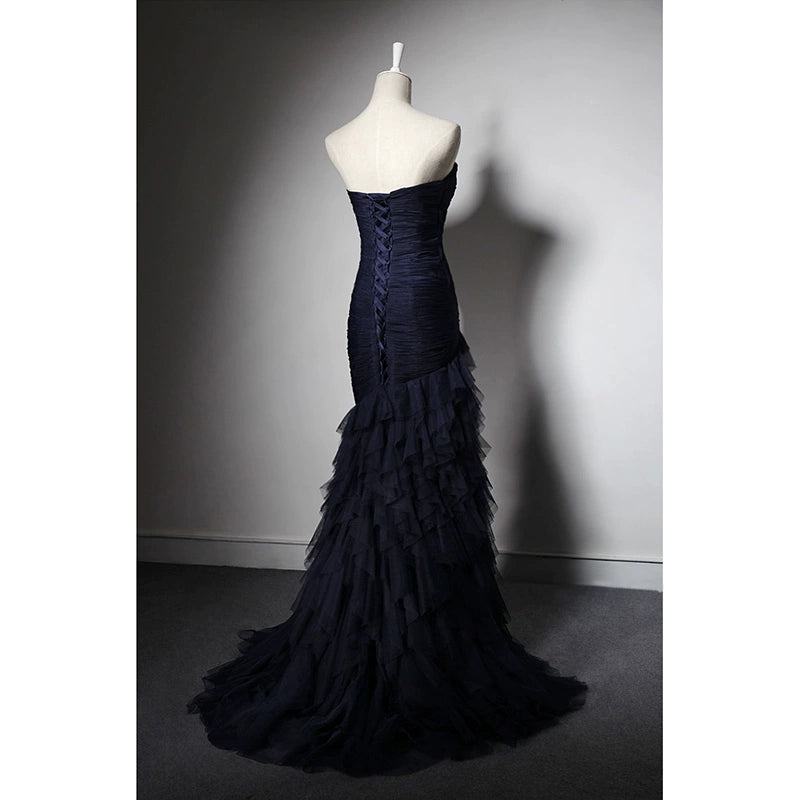Homecoming Dresses: Slim-Fit Lace up Long Fishtail Evening Dress Prom Dresses