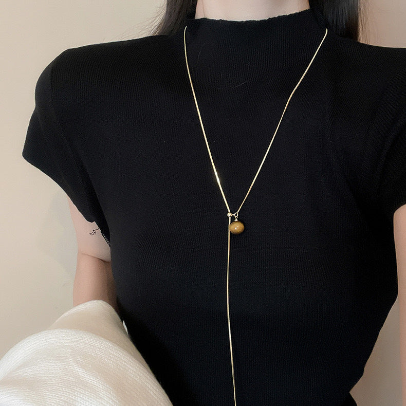 Fashion Metal Long Pull Necklaces for Women Luxury Elegant Silver Color Matte Snake Bone Chain Necklace Jewelry Accessories Gift