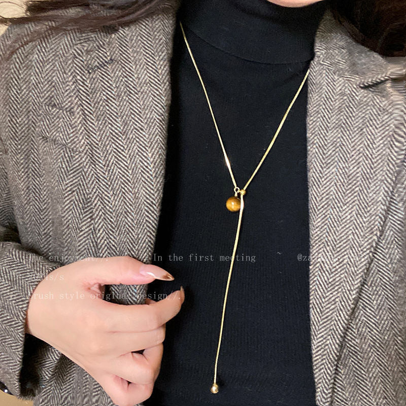 Fashion Metal Long Pull Necklaces for Women Luxury Elegant Silver Color Matte Snake Bone Chain Necklace Jewelry Accessories Gift