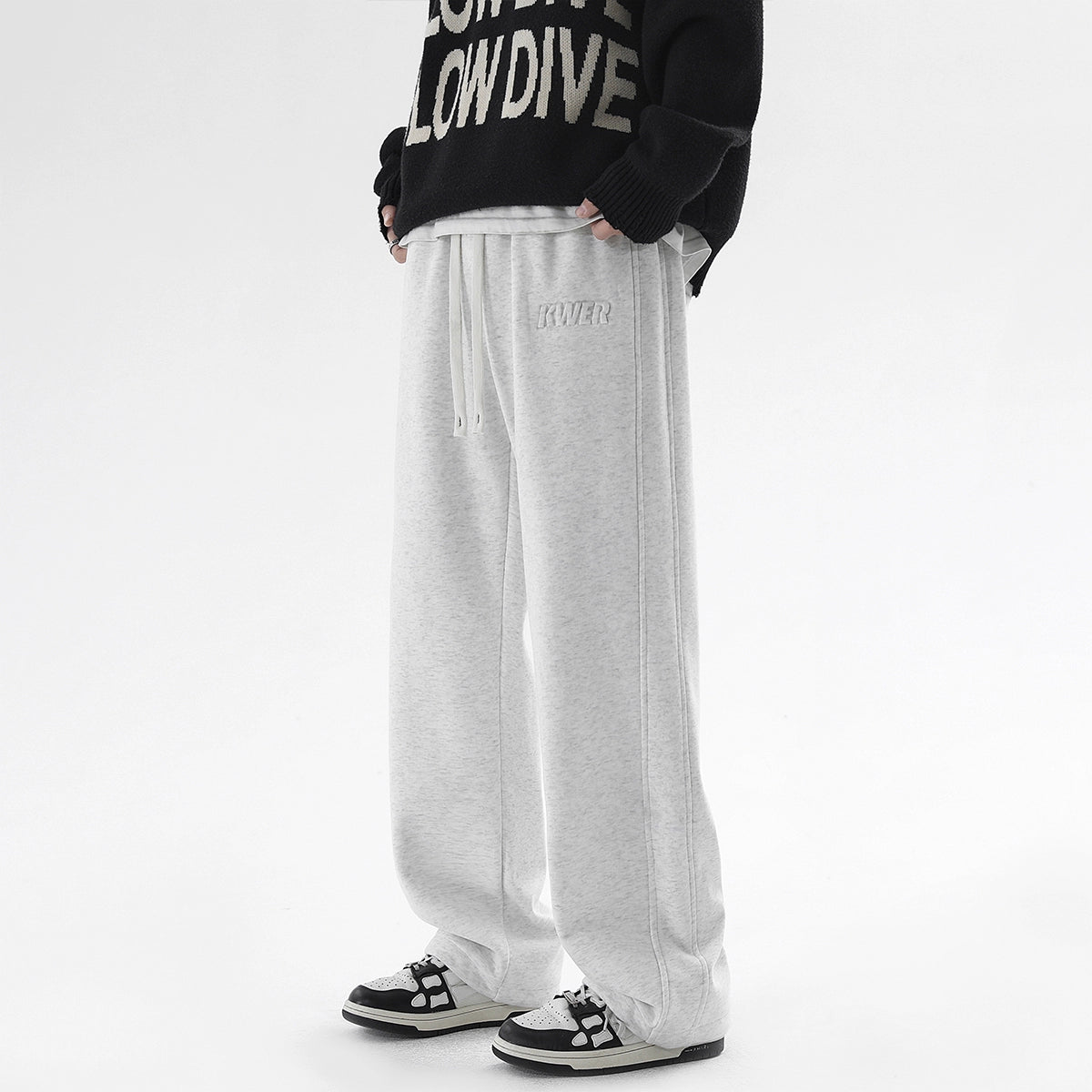 Black plus Velvet Casual Pants Men's Fall and Winter Track Pants Men