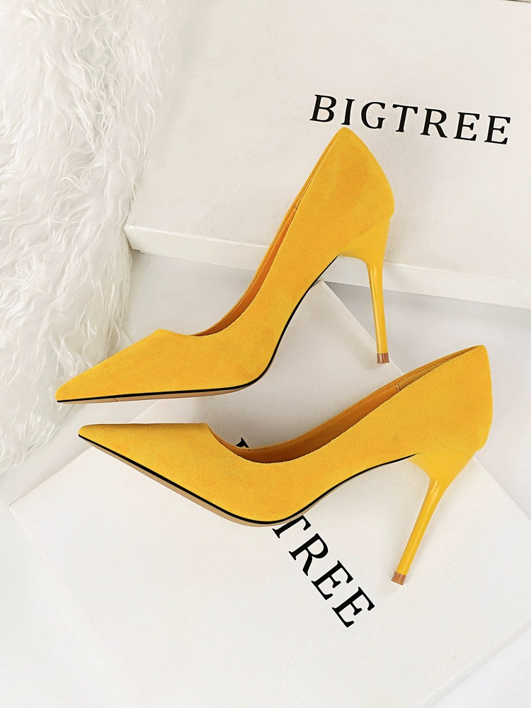 Internet Celebrity Maiden Sexy Pointed Toe Suede Large-Size High Heels