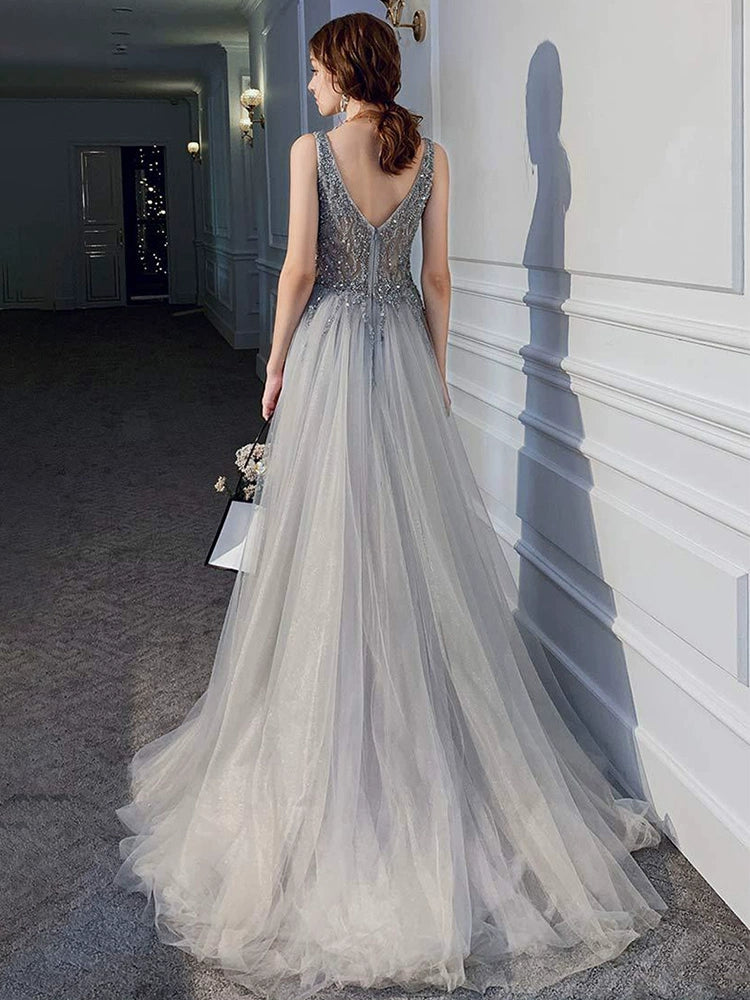 Homecoming Dresses: Birthday Party Open Back Sequined Long Dress Evening Dress