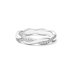 925 Sterling Silver Simple Twisted Ring 14K Gold Plated Cubic Zirconia Eternity