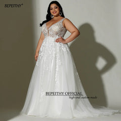 Boho Wedding Dresses For Plus Size Women Bride Sleeveless A Line Ivory