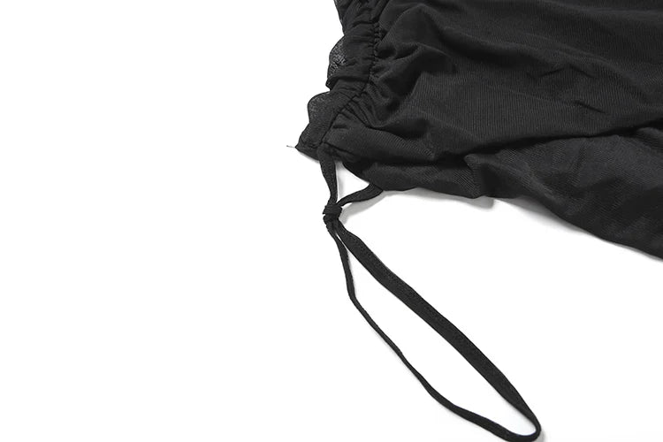 Nibber Backless Summer Trend See Through Sexy Dress Women Y2K Cross Bandage Halter Sleeveless Midnight Clubwear Mini Bodycon