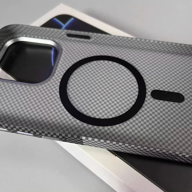 Magnetic Pixel Grid Texture Phone Case for IPhone 17 16E 15 14 Pro Max Metal Lens Buttons Slim Hard Protect Cover