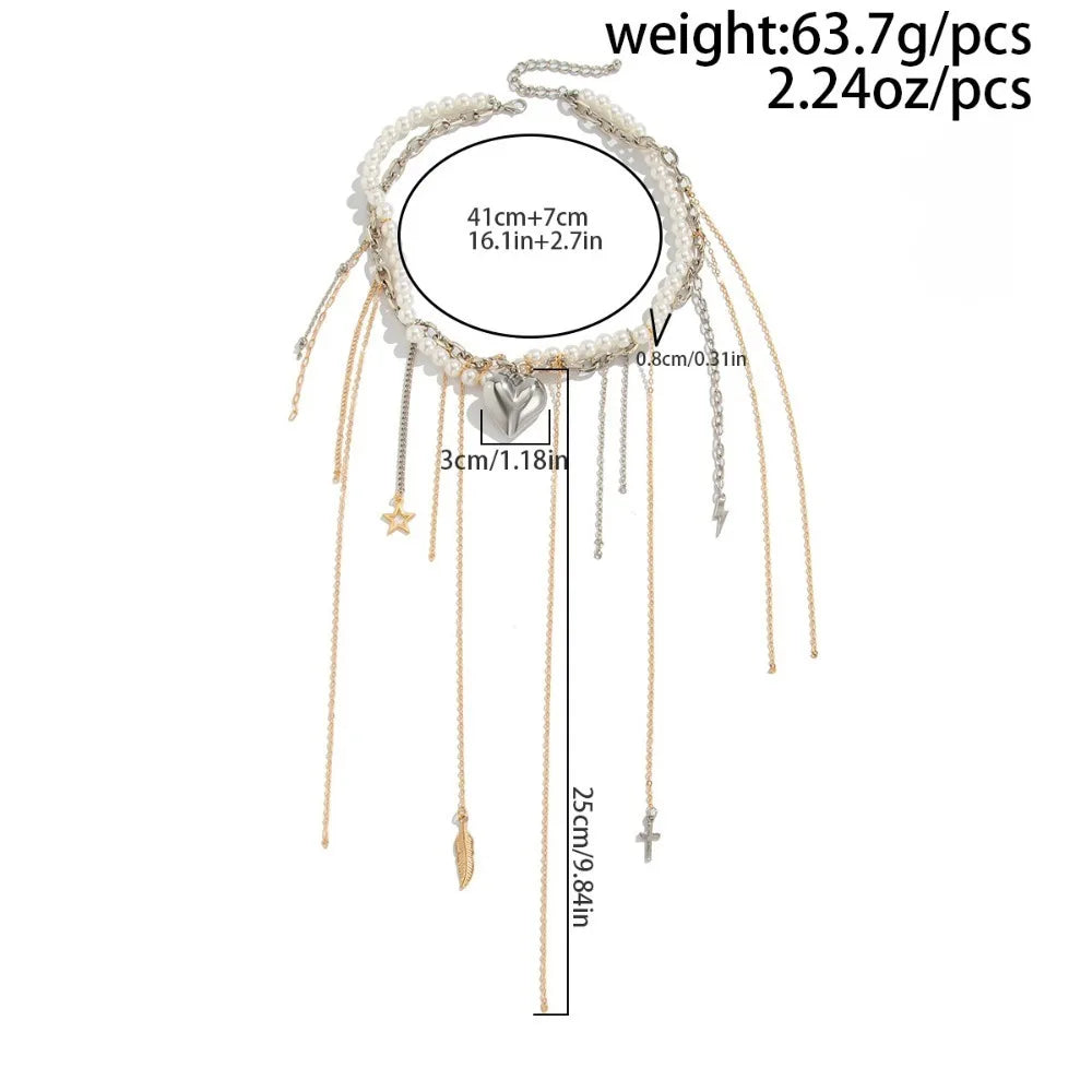Elegant Irregular Imitation Pearl Beads Necklace for Women Vintage Party Wedding Tassels Choker Fashion Jewelry Accessories Gift