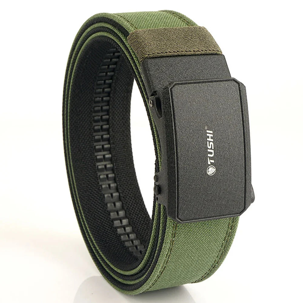 TUSHI Automatic Buckle Comfortable Nylon Military Gun Belt Outdoor Hunting Multifunctional IPSC Tactical Canvas Belt Men Belt