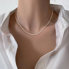 Silver Colour Sparkling Clavicle Chain Choker Necklace Collar For Women Fine Jewelry