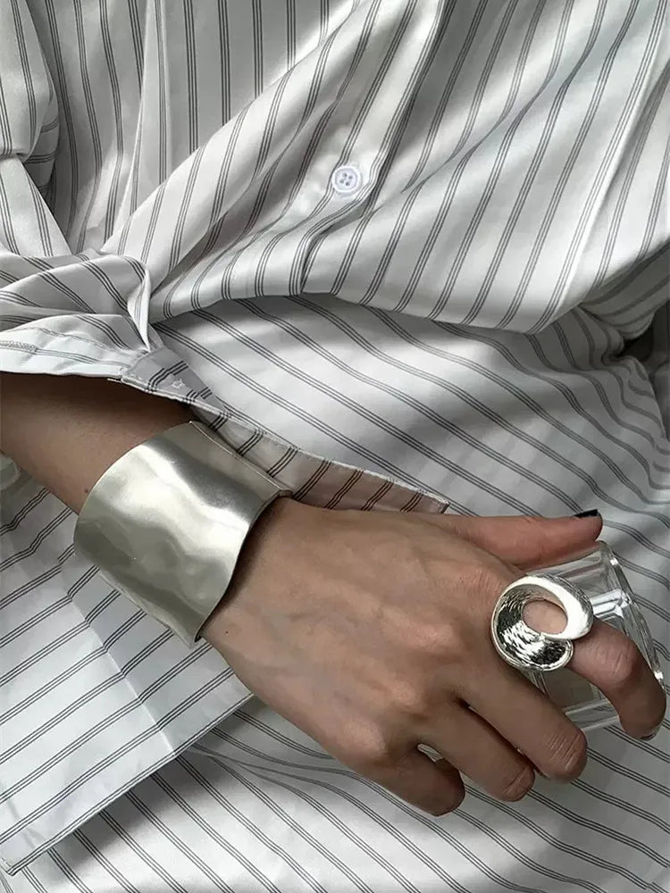 Punk Minimalist Alloy Matte Cuff Bangles For Women Statement Irregularly Wide Big Bangles Bracelet Party Fashion Jewelry Gifts