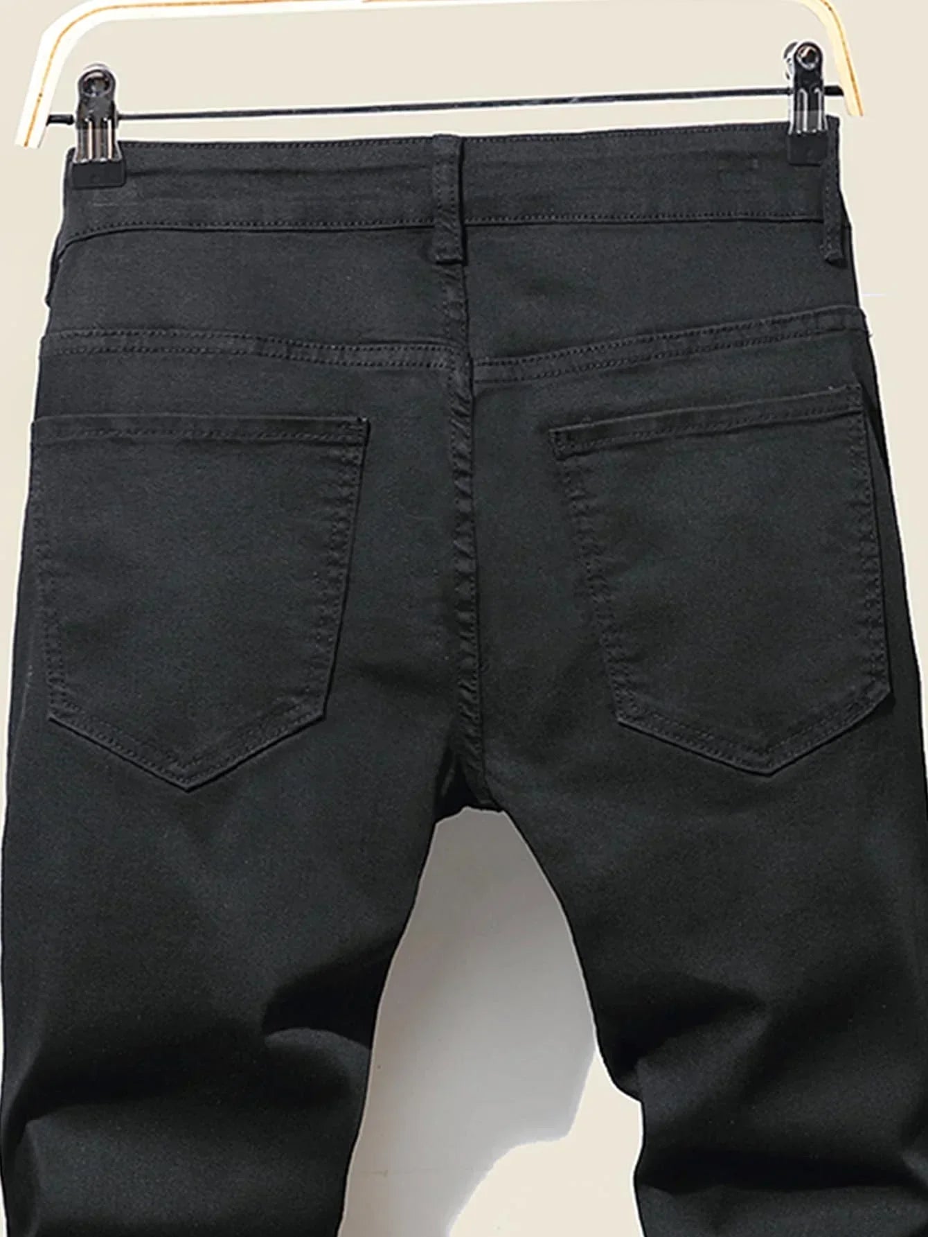 Men's Jeans Cool Ripped Skinny Trousers Stretch Slim Denim Pants Patchwork