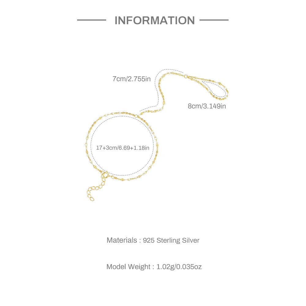 CANNER 925 Sterling Silver Flower Clover CZ Finger Ring Chain Bracelet For Women Ins Hand Chain Horse Eye Jewelry Party Gift