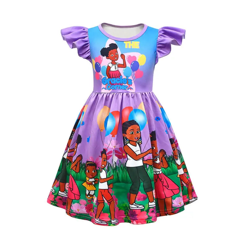 Gracies Corner Dress For Baby Girl Cloth Summer Kid Up Print Cartoon