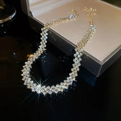 Rhinestone Choker Necklaces for Women Geometric Crystal Necklaces Weddings