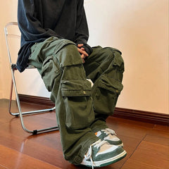 Cargo Pants Multi-pockets Tooling Pant Harajuku Men's Vintage Loose Wide Leg Pants